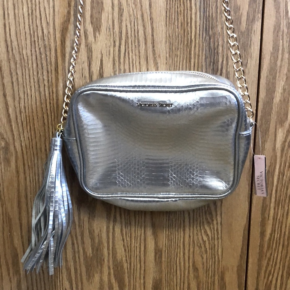 Victoria secret silver cross body bag nwt